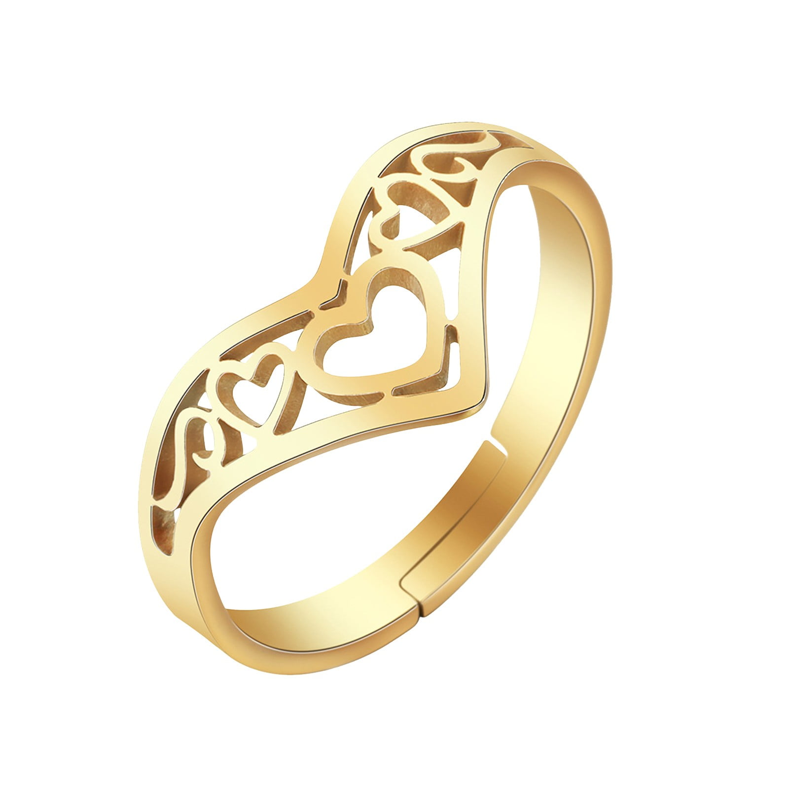 Heiheiup Hollow Out Star Heart Rings For Women Men Splice Open