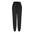 thumbnail image 2 of up to 60% off Gifts Usmixi Womens Elastic Waist Pants Casual Solid Drawstring Stretchy Lightweight Cropped Trousers Plus Size Loose Jogger Pants with Pockets Black XXXL, 2 of 6