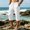 White, variant on Mens Linen Capri Pants Loose Lightweight Below Knee 3/4 Pants Drawstring Gym Workout Long Shorts Travel Beach Pant, M