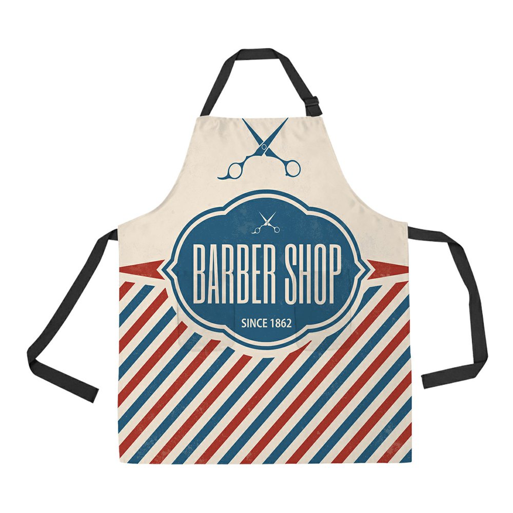 ECZJNT Retro Barber Shop Adjustable Bib Kitchen Apron with Pockets for