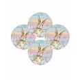 thumbnail image 7 of 15 Inch Round Placemats Set of 4, Easter Non Slip Heat Insulation PP Table Mats, Spring Rabbit Eggs Floral Colorful Wooden Grain Washable Place Mats for Kitchen Dining Party Table Decor, 7 of 7