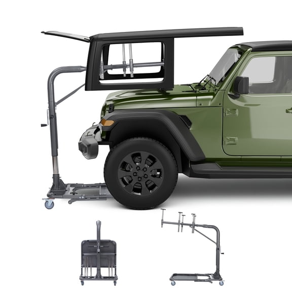 VEVOR Hard Top Remover Lift, 220 lbs, Foldable Jeep Hardtop Removal and Storage System, Easy One-Person Operation, Adjustable Height, for Jeep Wrangler YJ, TJ, JK, JL, 4XE,Ford Bronco 4 Door & 6 Gen 