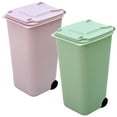thumbnail image 1 of OULII 2Pcs Trash Bin with Lid Green PP for Desktop Organization and Office Use, 1 of 8