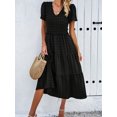 thumbnail image 2 of Yesfashion  Women's 2025 Summer Dress Polka Point Regular Short-Sleeve V-Neck Swing Dresses, 2 of 9