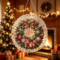thumbnail image 4 of Christmas Wreath Diamond Art Kit, Pearl Diamond Painting DIY Window Pendant Ornament, 7.9 in Green, 4 of 5