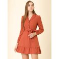 thumbnail image 2 of Minivestido con solapa con muescas y cuello en V con dobladillo con volantes Allegra K rojo M, 2 of 6