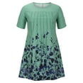 thumbnail image 4 of JINMGG Dress for Women under 10 Women's Summer Casual Round Neck Short Sleeve Folding Floral Printed Dresses Navy M, 4 of 9