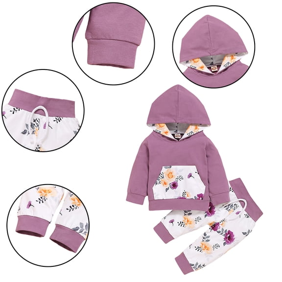 Godderr 2PCS Newborn Girls Clothes Sweatshirt Hoodies Sweatsuits Jogger Pants Set Outfits Sweatpants Long Sleeve Comfortable Spring Autumn Outfits