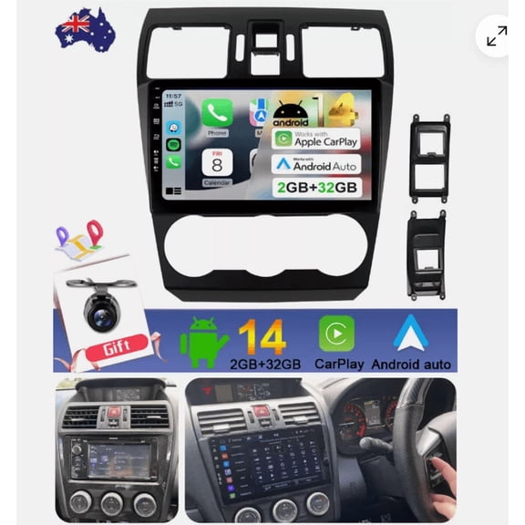 HUOEPU Car Radio Stereo Android 14 for Subaru Forester WRX XV 2012- 2015, Double Din 9 inch Touch Screen 4G 64G Head Unit with Carplay/Android Auto SWC GPS WiFi Bluetooth