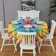 thumbnail image 2 of Colorful Rainbow Tie Dye Spiral Pattern Round Tablecloth 60"x60",Wrinkle Wipeable Table Cloth for Kitchen Dining Room Picnic Patio Party, 2 of 6