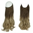 thumbnail image 2 of SHCKE Fish Line Extensions 20 Inch Invisible Hair Extensions with Transparent Fish Line Removable Secure Clips Synthetic Wavy Curly Secret Hairpiece Light Brown To Light Blonde, 2 of 6