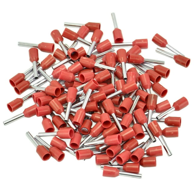 1000 Uds. Terminales de engarce de clavija eléctrica con virola aislada, conectores de extremo de cable de 16 AWG KitE1512 rojo