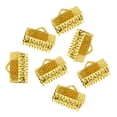 thumbnail image 4 of 100PCS 1.3CM Plated Ribbon Ends Metal Fastener Clasps Textured Crimp End Clamps Cord Ends Buckles Zipper Clips DIY Jewelry Accessories (Golden), 4 of 5