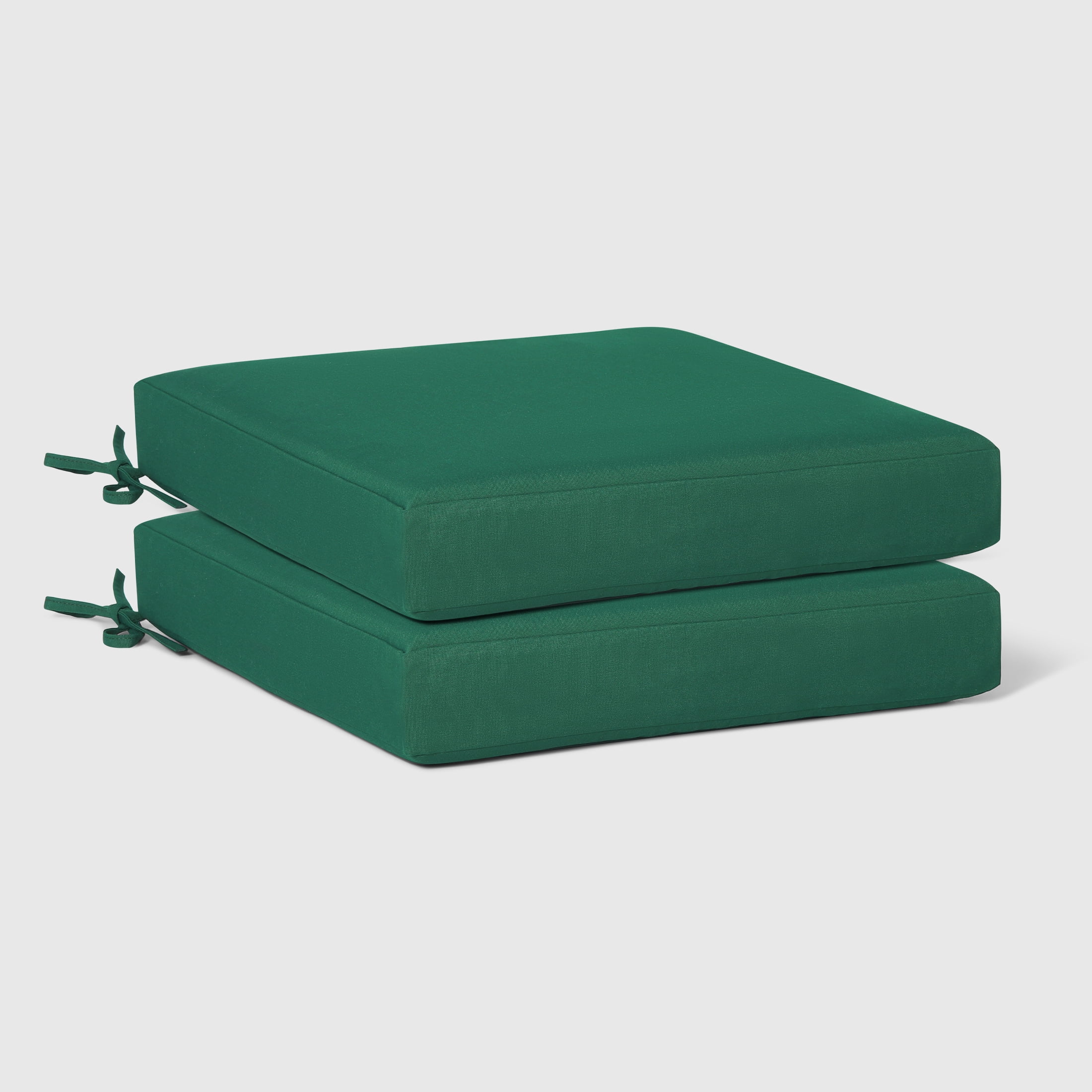 WestinTrends Solace Outdoor Patio Furniture Seat Chair Square Cushions Without Welt, Set of 2, 20" x 19", Green