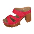 thumbnail image 2 of Women Sandals Women's Fashionable Casual Spring And Summer Solid Color Closed-Toe High Heels Heel Slippers,Red,42, 2 of 9