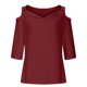 thumbnail image 4 of Sudaderas con capucha para mujer,Blusa informal de poliéster con hombros descubiertos para mujer, cuello en V y mangas 3/4, tejido ligero y transpirable, para uso diario, sopatenor, 4 of 8