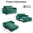thumbnail image 2 of Vinform 55" 3 in 1 Convertible Sleeper Sofa Bed, Pull Out Loveseat Couch with Storage Pocket, Green, 2 of 6