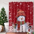 thumbnail image 4 of Red Christmas Shower Curtains for Bathroom, Snowman with Cap Xmas Snowflake Waterproof Fabric Shower Curtain for Bathroom Bathtub Decoration, Machine Washable, 36"x72", 4 of 9