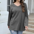 thumbnail image 4 of Kaemgyyd Oversized Tshirts for Women Loose Fit Solid Color Basic Tee Fall Trendy Clothes Casual Long Sleeve V Neck Tops, 4 of 7