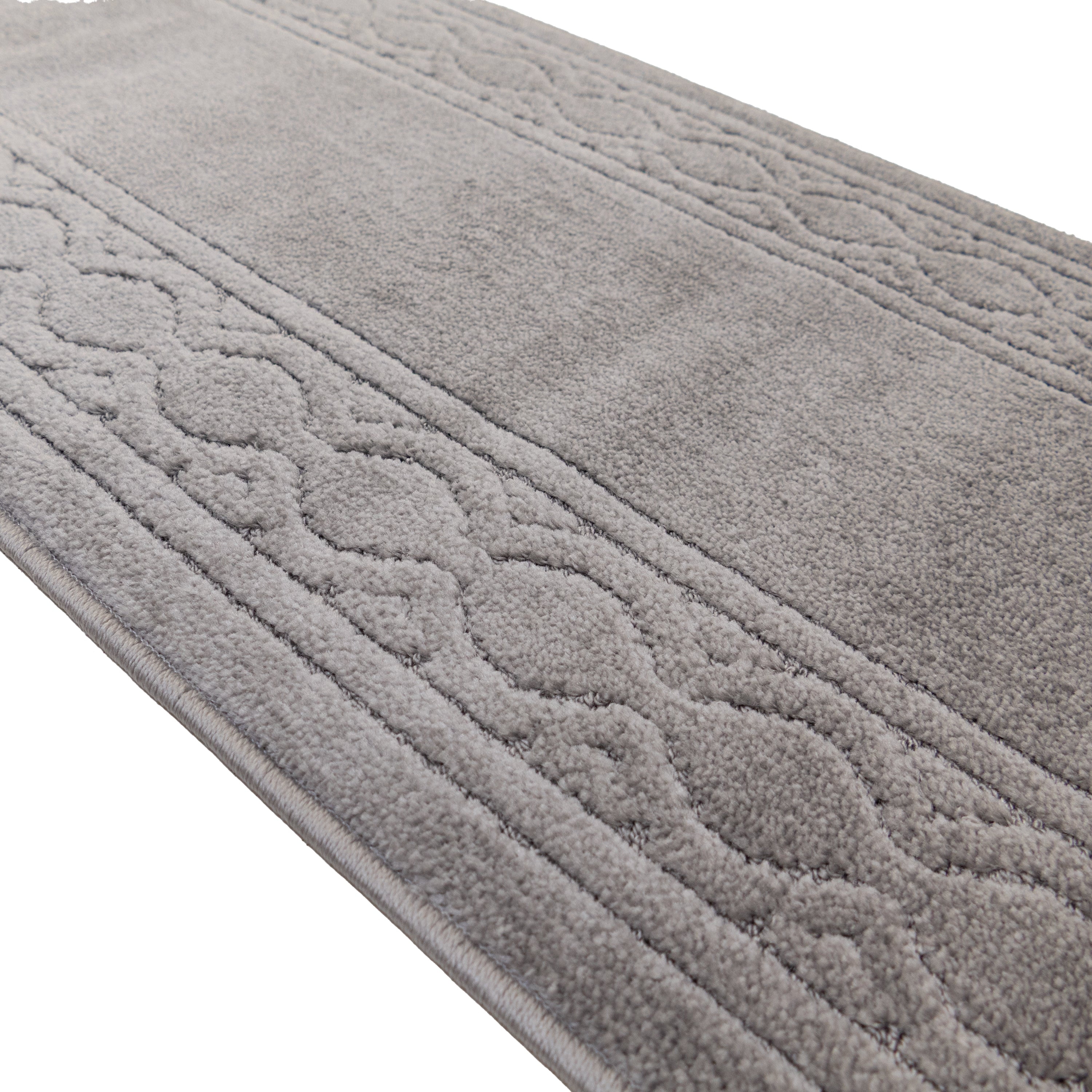 Custom Size Anti-Slip Machine Washable Soft Pile Moroccan Trellis Gray Runner Rugs ( 20' x 26")