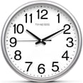 thumbnail image 1 of TIMESS 13" Reloj de Pared Silencioso con Marco Plateado, Estilo Moderno, Pantalla Grande, Diseño sin Tictac, 1 of 7