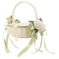 thumbnail image 4 of Wedding Tabletop Handheld Flower Basket Bridal Flower Girl Basket White Storage Handheld 1Pcs, 4 of 4