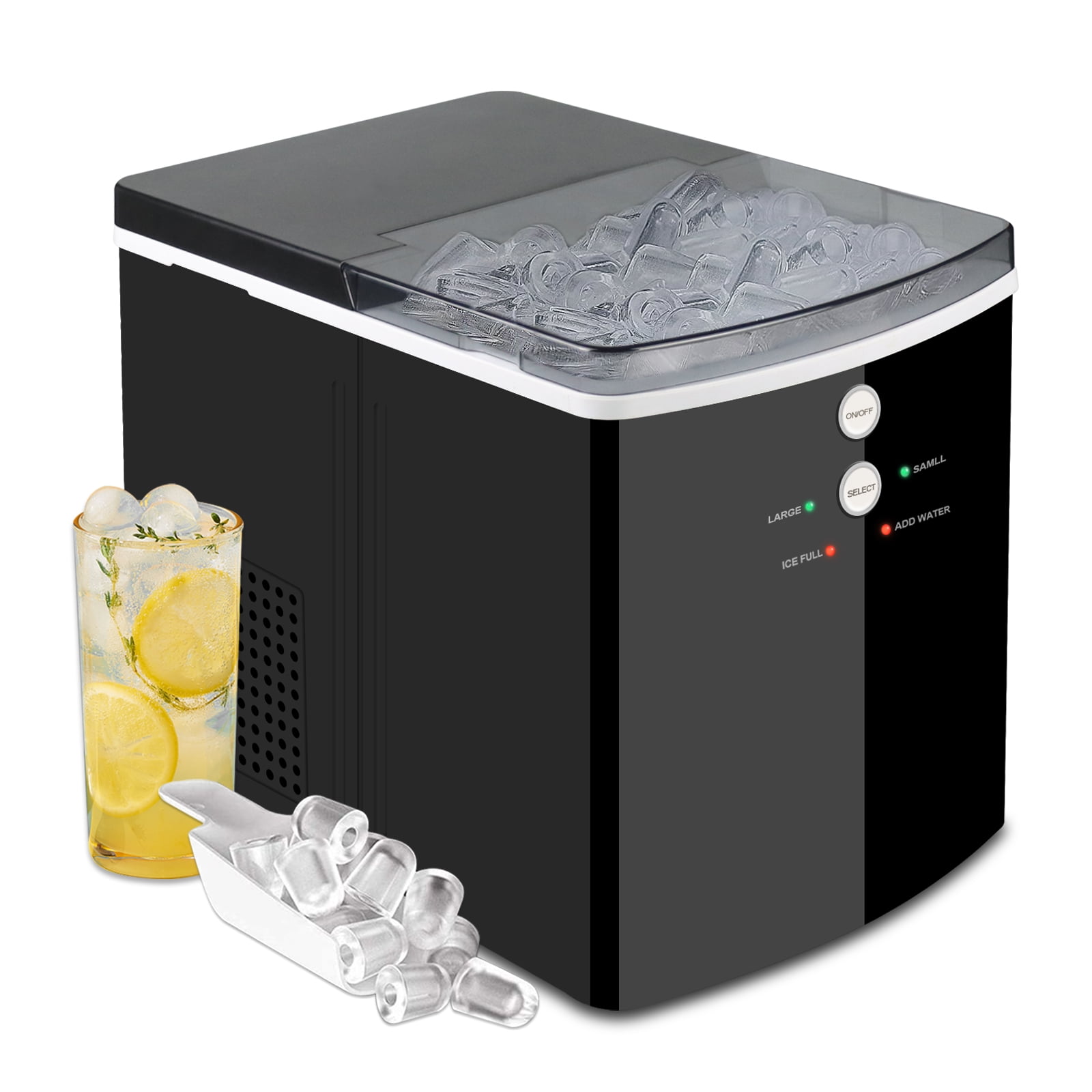 YEOLEH Ice Maker Machine Countertop 2 Ice Sizes, 35 lbs in 24 Hrs, Self