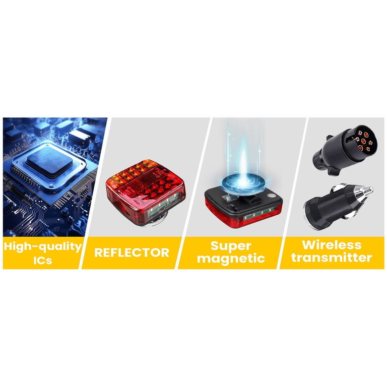 D-TECH LED Wireless Trailer Lights Magnetic 12V 24V Rechargeable LED D-TECH LED Wireless Trailer Lights Magnetic 12V 24V Rechargeable LED
