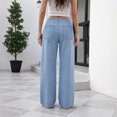 thumbnail image 5 of Stralyhd Wide Leg Jeans for Women Elastic Waist Low Rise Denim Pants Spring Summer Casual Jean Baggy Lightweight Straight Palazzo Pants Blue S, 5 of 5