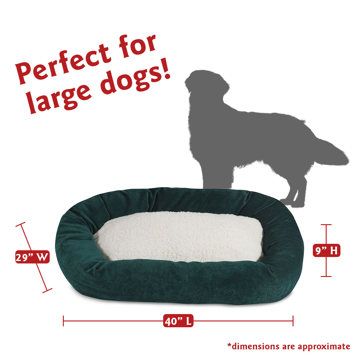 Majestic Pet Sherpa Villa Velvet Bagel Pet Bed for Dogs, Calming Dog Bed Washable, Large, Marine