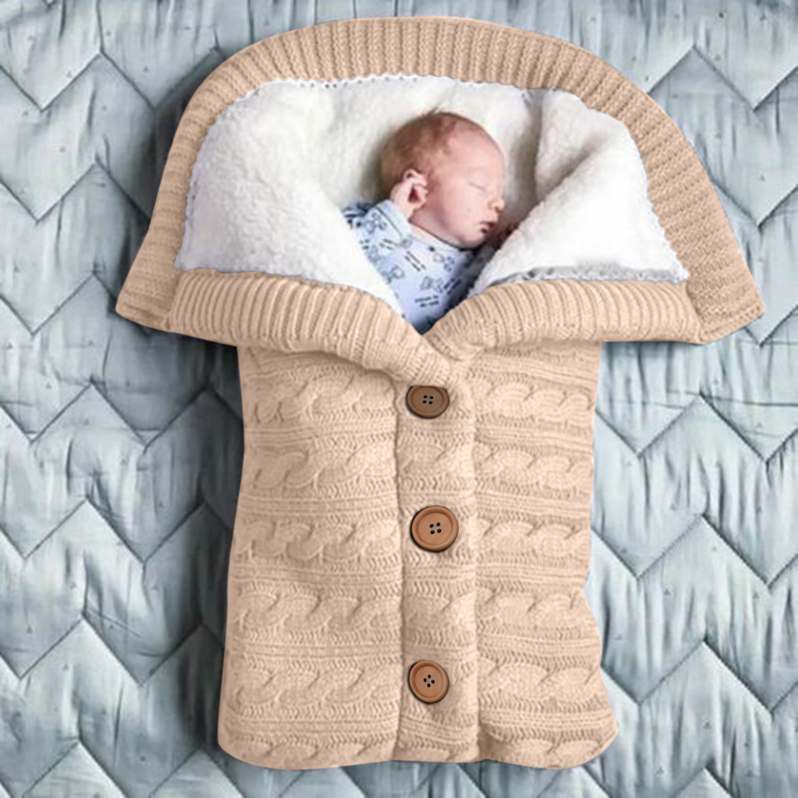 Newborn Baby Bassinet Soft Swaddle Warm Blankets Stripe Polar Fleece Sleeping 