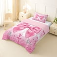thumbnail image 2 of Erosebridal Pink Cute Bowknot Kids Twin Comforter Sets,Ballet Girls Silhouette Bedding Set,Reversible pink,2-Piece, 2 of 7