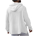 thumbnail image 5 of Wovilon Summer Casual Relaxed Fit Hooded Button Down Shirt for Men, Lightweight Textured Long Sleeve Top with Drawstring Hood, Versatile Vacation Outdoor Outfit, 5 of 7