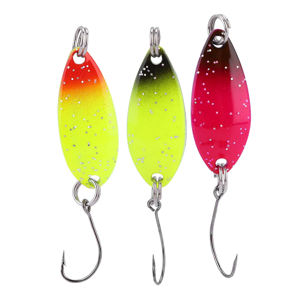 10pcs Fluorescent Fishing Lures Alloy Fishbaits Hard Spoon Baits with Hook Set