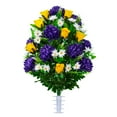 thumbnail image 5 of Sympathy Silks Artificial Cemetery Flowers -Purple Mum and Yellow Rose Bouquet & Saddle, 5 of 6