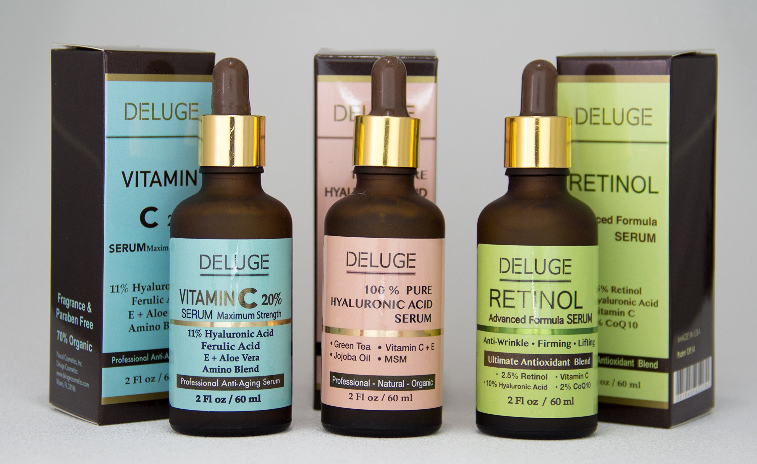 Deluge Rational Face serum with vitamin C, Hyaluronic Acid & CoQ10 – Anti-Aging & Anti-Wrinkles Advanced formula (2 FL oz)