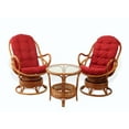 thumbnail image 6 of SK New Interiors Set of 2 Swivel Rocking Java Lounge Chairs Natural Rattan Wicker Handmade w/ Burgundy Cushion and Round Coffee Table, Colonial, 6 of 9