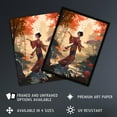 thumbnail image 3 of Geisha Performing Traditional Dance Warm Painting Graceful Dancing Falling Leaves Floral Japanese Kimono Autumn Tree Tranquil Garden Landscape Art Print Framed Poster Wall Decor 12x16 inch, 3 of 3