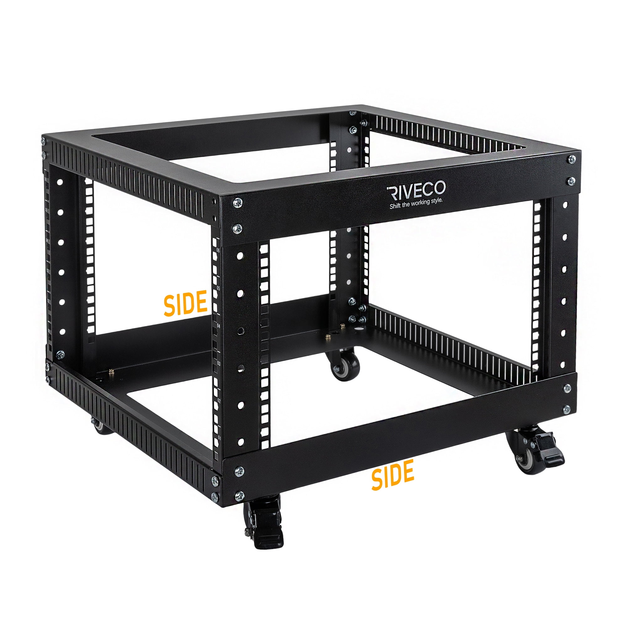 OCEANHUG 6U Open Frame Server Rack with Wheels- Heavy Duty 4 Post