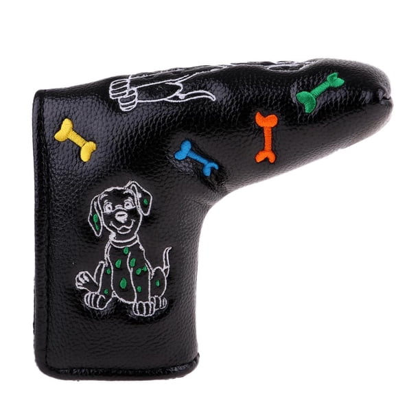 Cubierta para La Cabeza Del Palo de Golf para La Cabeza de Protección Del Putter de La Hoja Del Mazo, PU Gruesa, Impermeable, Liviana, Accesorios de G Perro negro Soledad Cubierta de golf Putter Head