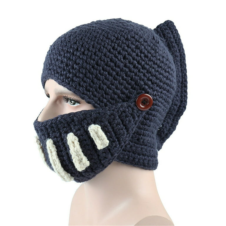 Baocc Knit Hat Men Novelty Mask Stretch Hat Roman Knight Knit Cap Hair Loss  Head Scarf Wrap Hair Accessories Navy