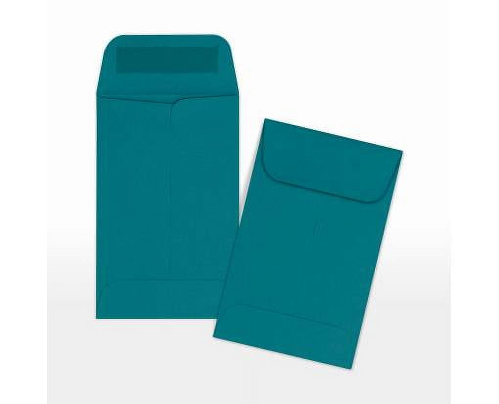 LUXPaper #1 Coin Envelopes w/ Moistenable Glue, Teal, 2 1/4in x 3 1/2in, 80lb, 500/Pack