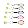 thumbnail image 2 of 5 mini llaveros de raqueta de tenis con colgante de bola, dorados, plateados, rosas, azules y bronce, ideales para regalar a amantes del deporte., 2 of 14
