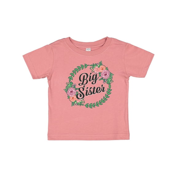Inktastic Big Sister with Flower Circle Girls Baby T-Shirt
