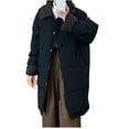 thumbnail image 4 of Htigea Clearance Womens Thickened Warm Long Cotton Winter Large Pocket Casual Loose Lapel Parka Solid Color Casual Jacket Long Coats Today Sales Black,L, 4 of 4
