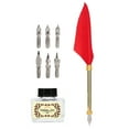 thumbnail image 3 of Vintage Simple Style Calligraphic Feather Pen Kit Student Pen Gift Box for Christmas BirthdayRed, 3 of 12