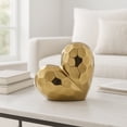 thumbnail image 3 of Decorative Ceramic Heart Sculpture for Home Decor - Ornament for Bathroom, Office, and Living Room Decor - Modern Figurine Accent for Bedroom, Shelf Display, and Coffee Table - 8", Gold & Metallic, 3 of 13