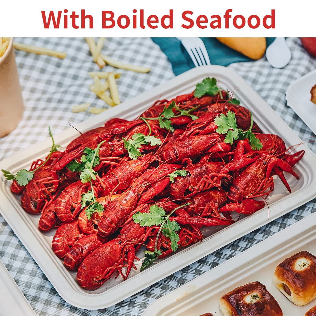 50 Pack 14 Inch Disposable Crawfish Trays Large Paper Plates 14 Food For Seafood Lobster Crab Bbq  Boil Party Supplies