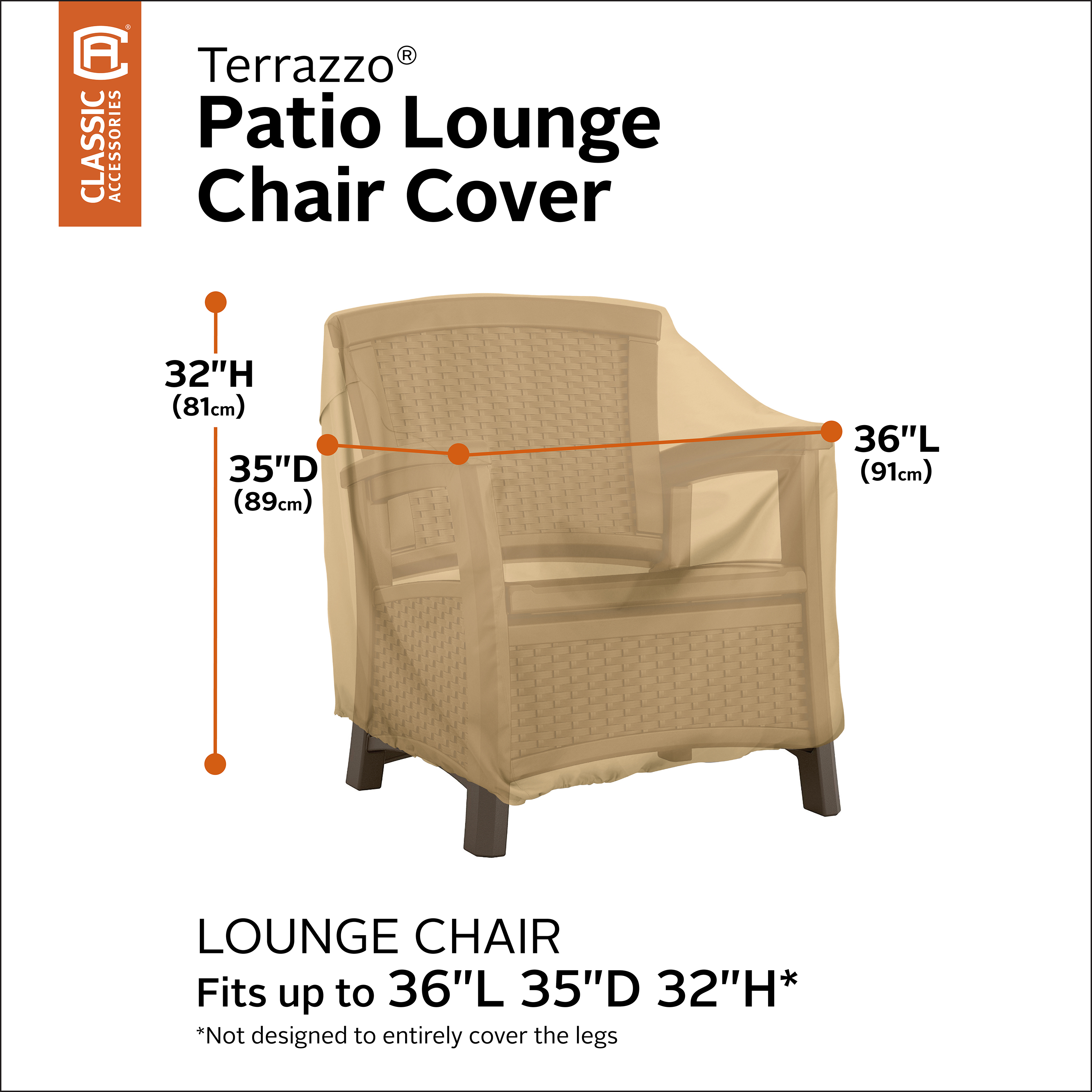 Classic Accessories Terrazzo Water-Resistant 36 Inch Patio Lounge Chair Cover - image 5 of 13