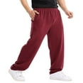 thumbnail image 3 of Men Autumn Casual Sweatpants Solid Color Elastic Middle Waist Loose Joggers Trousers Plus Size, 3 of 4